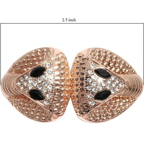 Black Resin, White Austrian Crystal Creature Bangle Bracelet in Rosetone… - Picture 4 of 4